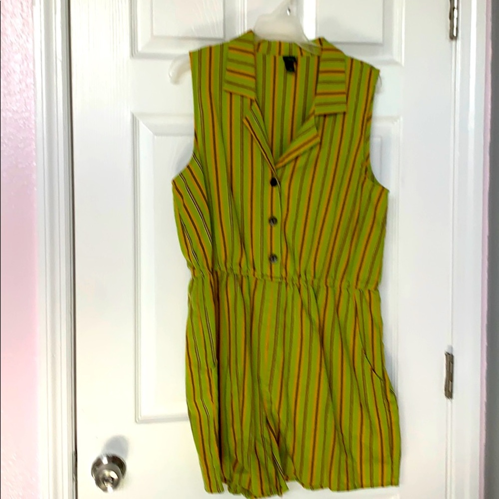 Green multi striped short romper